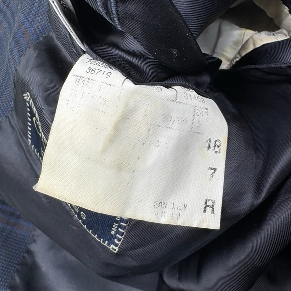 Canali For Bloomingdales Wool Lana Sport Coat Italy Windowpane 2 Button Size 38R - Picture 8 of 16